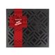 aerial view a black small deluxe gift box with square full color band, image 1 of 3
