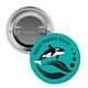 aerial view a silver 2 full color pin back button, image 1 of 2