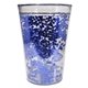 aerial view a clear with blue glitter 15 oz shimmer glitter tumbler, image 1 of 2