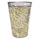 aerial view a clear with gold glitter 15 oz shimmer glitter tumbler, image 1 of 2