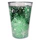 aerial view a clear with green glitter 15 oz shimmer glitter tumbler, image 1 of 2