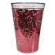 aerial view a clear with red glitter 15 oz shimmer glitter tumbler, image 1 of 2