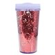 aerial view a clear with red glitter 17 oz glamour glitter tumbler, image 1 of 2