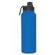 aerial view a blue 32 oz memphis sports water bottle with screw top on cap, image 1 of 3