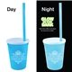 a light blue 12 oz nite glow stadium custom tumbler cup / straw / lid set