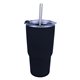 aerial view a black halcyon(r) 20 oz tumbler with stainless straw / flip top lid, image 1 of 2