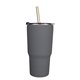 aerial view a gray halcyon(r) 20 oz tumbler with stainless straw / flip top lid, image 1 of 2