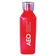 aerial view a transparent red 24 oz classic edge bottle with standard lid, image 1 of 2