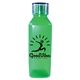 aerial view a transparent green 24 oz classic edge bottle with standard lid, image 1 of 2