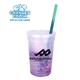 a rainbow bottle & frosted lid & green to blue straw 22 oz mood rainbow confetti cup / straw / lid set