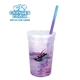 a rainbow bottle & frosted lid & blue to purple straw 22 oz mood rainbow confetti cup / straw / lid set