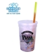 a rainbow bottle & frosted lid & yellow to orange straw 22 oz mood rainbow confetti cup / straw / lid set
