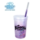 a rainbow bottle & frosted lid & frosted to purple straw 22 oz mood rainbow confetti cup / straw / lid set