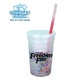 a rainbow bottle & frosted lid & frosted to red straw 22 oz mood rainbow confetti cup / straw / lid set
