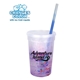 a rainbow bottle & frosted lid & frosted to blue straw 22 oz mood rainbow confetti cup / straw / lid set