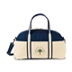 aerial view a navy nantucket cotton weekender bag, image 1 of 3