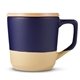 aerial view a blue-cobalt 16.5oz boston ceramic mug with wood lid, image 1 of 8
