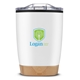aerial view a white 12 oz symmetry tumbler with bamboo base, image 1 of 8
