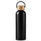 aerial view a black 24oz vigor aluminum bottle with bamboo lid, image 1 of 6