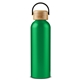 aerial view a green 24oz vigor aluminum bottle with bamboo lid, image 1 of 6