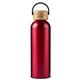aerial view a red 24oz vigor aluminum bottle with bamboo lid, image 1 of 6