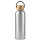 aerial view a silver 24oz vigor aluminum bottle with bamboo lid, image 1 of 6