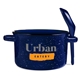 aerial view a blue-cobalt campfire 20 oz ceramic soup bowl with spoon, image 1 of 6