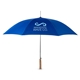 aerial view a blue-reflex stick umbrella w / wood handle, image 1 of 5