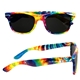aerial view a rainbow tie - dye malibu sunglasses, image 1 of 4
