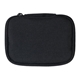 aerial view a black traveler 8- compartment pill organizer, image 1 of 7