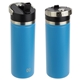 aerial view a blue nayad(r) ranger 18 oz stainless double - wall bottle with flip - top spout, image 1 of 2