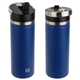aerial view a navy blue nayad(r) ranger 18 oz stainless double - wall bottle with flip - top spout, image 1 of 2