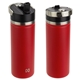 aerial view a red nayad(r) ranger 18 oz stainless double - wall bottle with flip - top spout, image 1 of 2