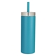 aerial view a teal coronado 22 oz straw tumbler, image 1 of 5