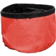 aerial view a red/black foldable nylon pet bowl, image 1 of 2