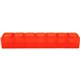 a translucent red 7- day bpa - free pill case made in usa