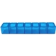 a translucent blue 7- day bpa - free pill case made in usa