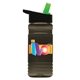 a smoke bottle & black/green spout lid groove 20 oz tritan(tm) sports bottle with flip straw lid and digital imprint