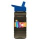 a smoke bottle & blue lid groove 20 oz tritan(tm) sports bottle with flip straw lid and digital imprint