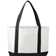 aerial view a white w/ black trim large canvas tote bag - 11.25 x 18 x 3.75, image 1 of 8