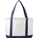 aerial view a white w/ navy blue trim large canvas tote bag - 11.25 x 18 x 3.75, image 1 of 8