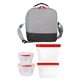 aerial view a red bay handy nested seal tight bagged lunch kit, image 1 of 2