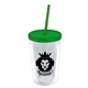 a clear bottle & translucent green lid & translucent green straw 16 oz double - wall insulated transparent tumbler