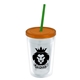 a clear bottle & translucent orange lid & translucent green straw 16 oz double - wall insulated transparent tumbler