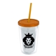 a clear bottle & translucent orange lid & translucent orange straw 16 oz double - wall insulated transparent tumbler