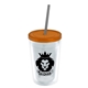 a clear bottle & translucent orange lid & smoke straw 16 oz double - wall insulated transparent tumbler