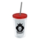 a clear bottle & translucent red lid & smoke straw 16 oz double - wall insulated transparent tumbler