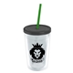 a clear bottle & smoke lid & translucent green straw 16 oz double - wall insulated transparent tumbler
