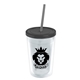 a clear bottle & smoke lid & smoke straw 16 oz double - wall insulated transparent tumbler