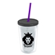 a clear bottle & smoke lid & translucent violet straw 16 oz double - wall insulated transparent tumbler